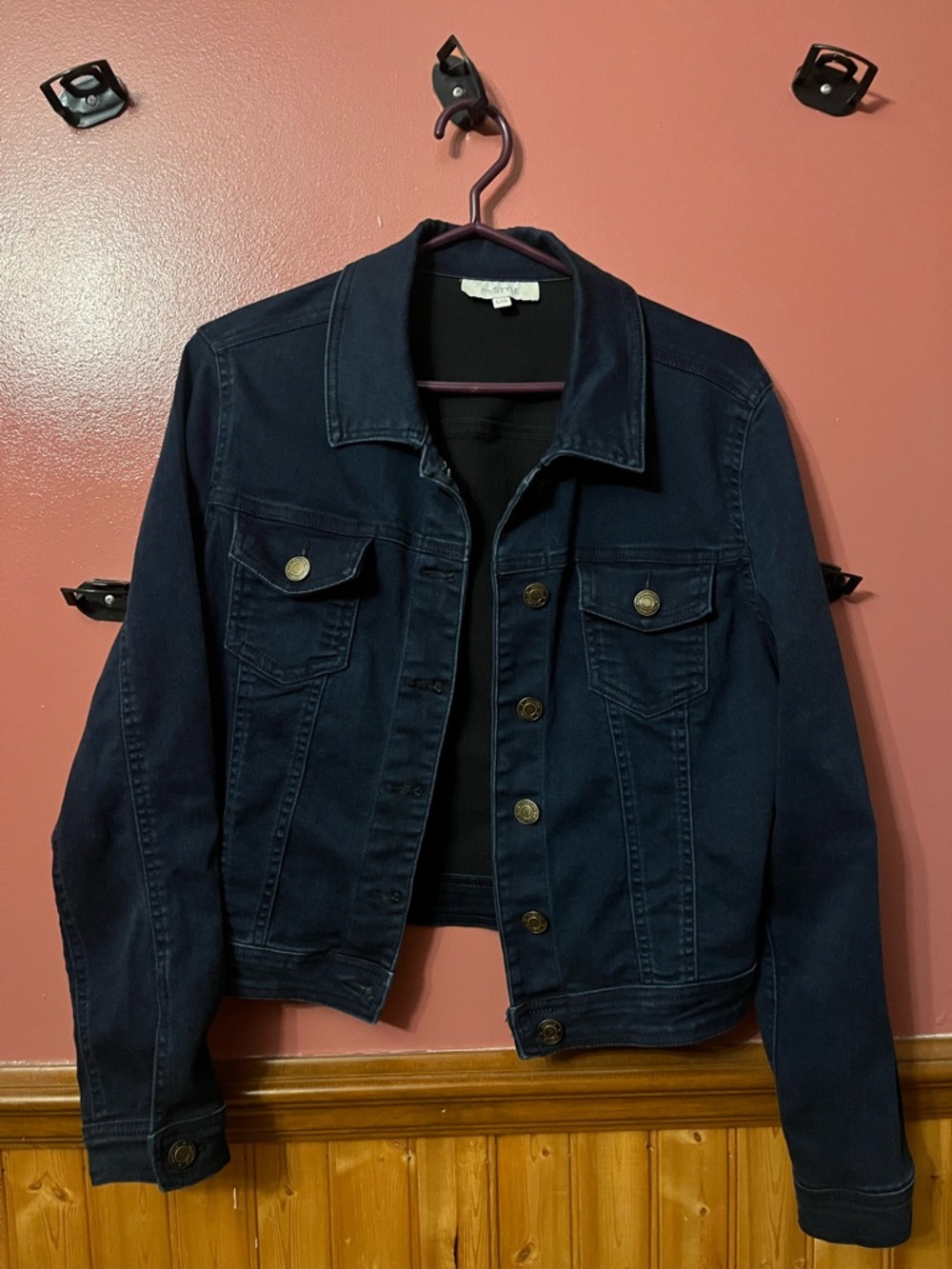 Women's Dark Navy Denim Jacket with Button Front